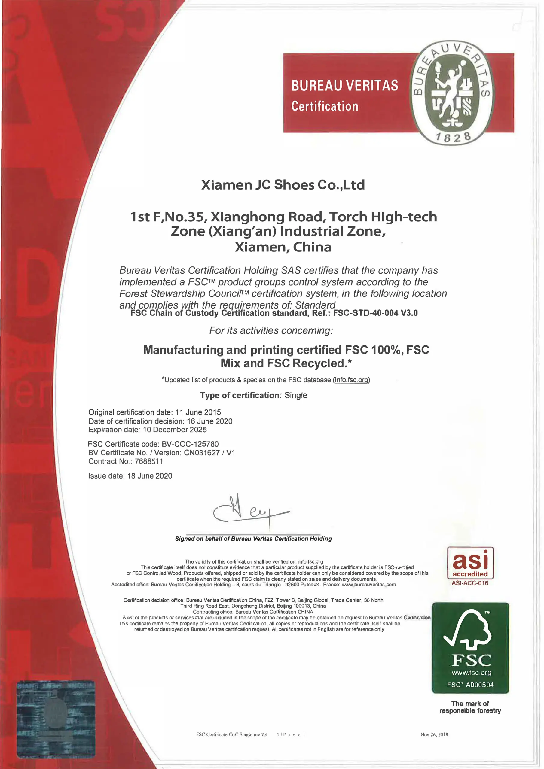 fsc certificate